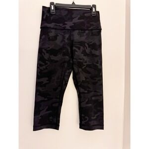 Lululemon Wunder Under High Rise Crop Leggings Camo Black Grey Size 6